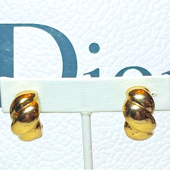 VTG DIOR Classic Gold Croissant/Shrimp Earrings - Picture 5 of 7